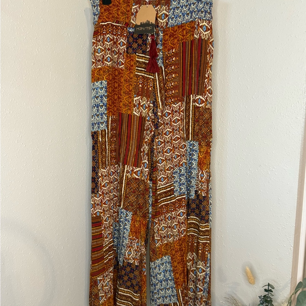 Main strip med Multicolor Patchwork Wide Leg Pants